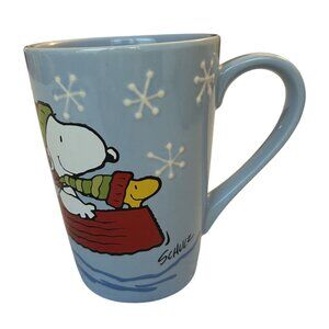 Snoopy Sledding Mug Blue Ceramic By Hallmark